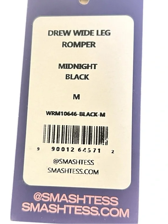 Smash Tess Drew Wide Leg Romper- Black Microscuba- Size Medium - Picture 9 of 16
